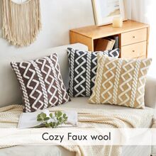 1 vỏ đệm chần bông hình học không có chất độn - Cà phê nâu - Xem 4