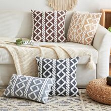 1 vỏ đệm chần bông hình học không có chất độn - Cà phê nâu - Xem 5