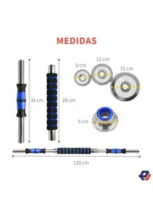 PICOOL Dumbbell Kit Weights With Barbell Exercise Discs Gym 20kg - 藍色 - 查看 5