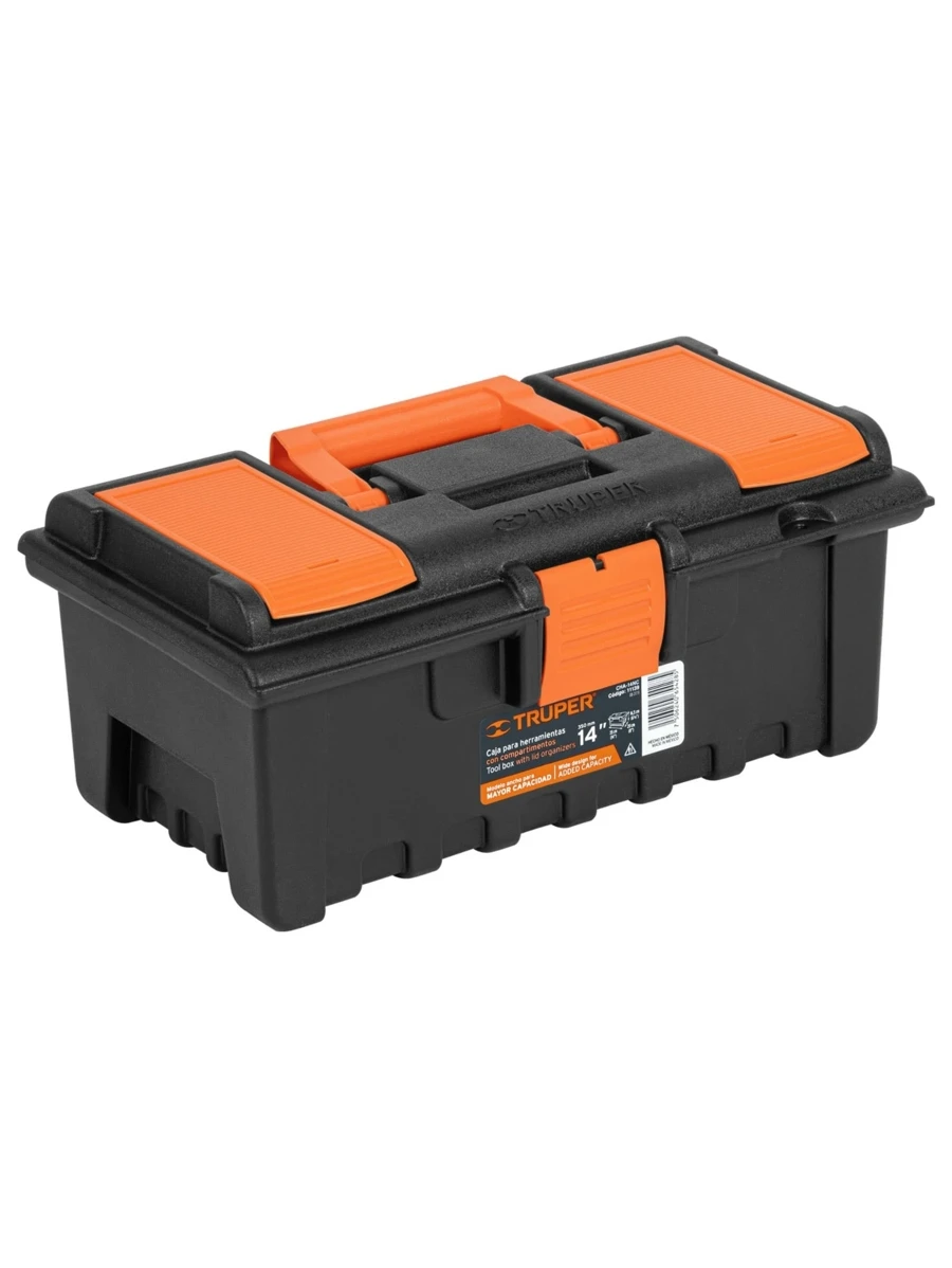 Caja para herramienta de 14" con compartimentos, Truper 11139 - Negro - Ver 1