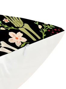 1 cái Polyester Skull Hand & Pumpkin Pattern Trang trí vỏ gối mà không cần nhồi, Phong cách hiện đại Đệm vuông mềm mại cho phòng ngủ, trang trí phòng khách - Nhiều màu - Xem 3