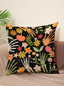 1 cái Polyester Skull Hand & Pumpkin Pattern Trang trí vỏ gối mà không cần nhồi, Phong cách hiện đại Đệm vuông mềm mại cho phòng ngủ, trang trí phòng khách - Nhiều màu - Xem 4