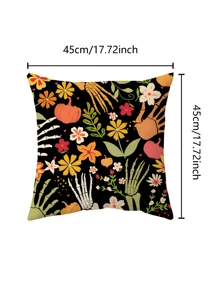 1 cái Polyester Skull Hand & Pumpkin Pattern Trang trí vỏ gối mà không cần nhồi, Phong cách hiện đại Đệm vuông mềm mại cho phòng ngủ, trang trí phòng khách - Nhiều màu - Xem 2