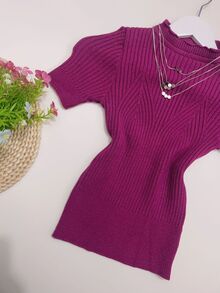 Women Knit Tops - Màu đỏ tím - Xem 2