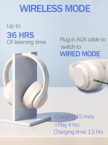 Over-ear Design Deep Bass Dual-mode With 3.5MM Adapter Cable Foldable Beige Wireless Headset - Beige - View 5
