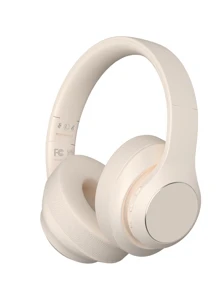 Over-ear Design Deep Bass Dual-mode With 3.5MM Adapter Cable Foldable Beige Wireless Headset - Beige - View 3