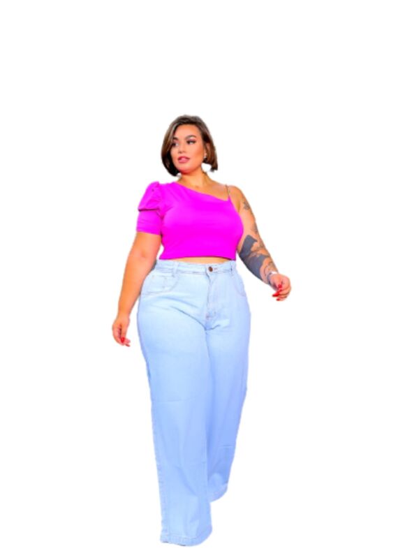 Calça Jeans Clara Plus Size Pantalona Larguinha