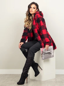 Women Faux Fur Coats - 紅色 - 查看 2