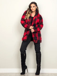 Women Faux Fur Coats - 紅色 - 查看 4