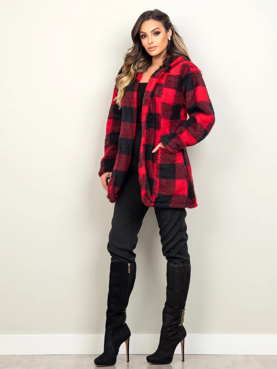 Women Faux Fur Coats - 紅色 - 查看 1