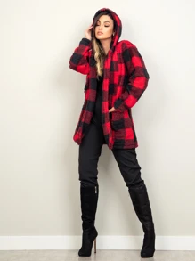 Women Faux Fur Coats - 紅色 - 查看 9