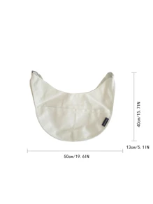 Japanese Style Solid Color Casual Large Capacity Student/Commute Dumpling Shape Shoulder Bag, Versatile & Fashionable Tote - White - View 3