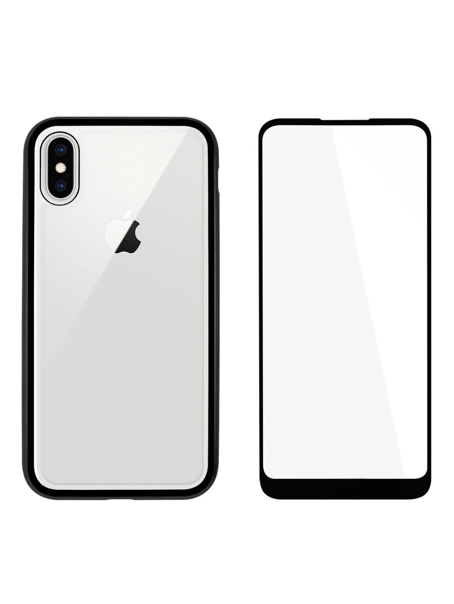 Magnetic Case With 360 Degree Protection Including Mica Glass For IPhone 8 Plus - 黑色 - 查看 1