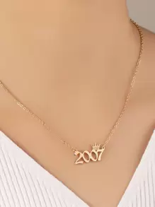 1件简约时尚女士复古嘻哈吊坠项链 - 金黃色 - 查看 11