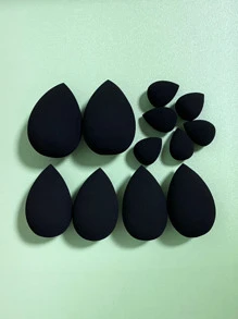 Makeup Sponge Travel Set Of 3 Waterdrop-Shaped, Soft, Non-Absorbent Makeup Sponge In Large, Medium, Small For Easy Cleaning, Without Powder Stain, In Three Colors - Black - View 2
