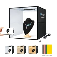 Puluz Puluz 40 سم قابلة للطي المحمولة الدائري ضوء Usb صورة إضاءة استوديو التصوير خيمة مربع مع 6 * خلفيات ملونة مزدوجة الجانب، الحجم: 40 سم * 40 سم * 40 سم (أسود)