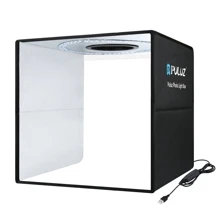 Puluz Puluz 40 سم قابلة للطي المحمولة الدائري ضوء Usb صورة إضاءة استوديو التصوير خيمة مربع مع 6 * خلفيات ملونة مزدوجة الجانب، الحجم: 40 سم * 40 سم * 40 سم (أسود)