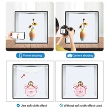 Puluz Puluz 40 سم قابلة للطي المحمولة الدائري ضوء Usb صورة إضاءة استوديو التصوير خيمة مربع مع 6 * خلفيات ملونة مزدوجة الجانب، الحجم: 40 سم * 40 سم * 40 سم (أسود)