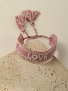 1入組字母刺繡流蘇裝飾細繩手鏈 - 彩色 - 查看 7