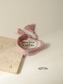 1入組字母刺繡流蘇裝飾細繩手鏈 - 彩色 - 查看 4