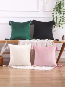 Miater 1 Cái Không Làm Đầy Tua Rua Trang Trí Vỏ Gối Màu Hồng Ném Gối, Không Gối Chèn, Thích Hợp Cho Ghế Sofa, Phòng Khách - Hồng - Xem 4