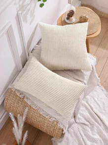 Miater 1pc Solid Color Cushion Cover Without Filler, Simple Throw Pillow Case For Sofa, Home Decor - Beige - View 7