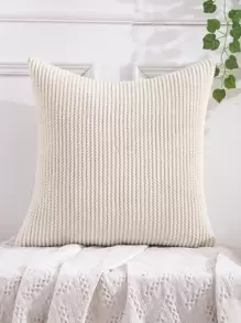 Miater 1pc Solid Color Cushion Cover Without Filler, Simple Throw Pillow Case For Sofa, Home Decor - Beige - View 4