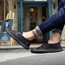 Casual Fashionable Breathable Slip-on Loafers - Black - View 1