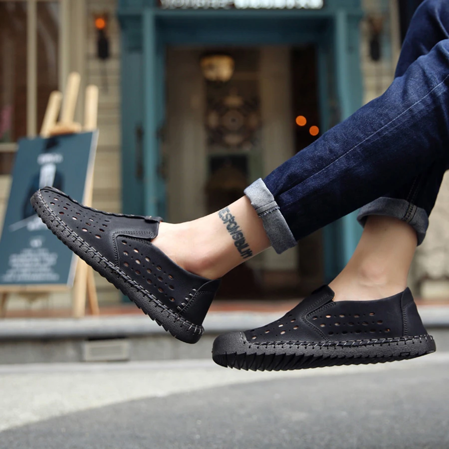 Casual Fashionable Breathable Slip-on Loafers - Black - View 1