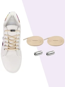 2 chiếc dây giày đàn hồi không buộc - Màu Khaki - Xem 1