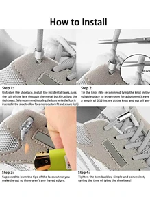 2 chiếc dây giày đàn hồi không buộc - Màu Khaki - Xem 4
