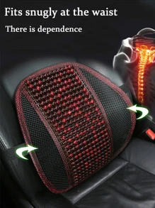 1pc Breathable Beaded Car Lumbar Support For Summer - Red - View 2