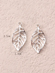 20pcs Simple European And Americana Style Leaf Shaped Alloy Diy Hairpin, Hair Clip, Jewelry Pendant, Earrings, Bracelet Accessory Material - Silver - View 4