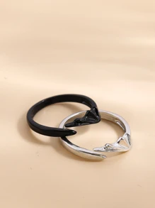 Set de 2 anillos ajustables con alas de ángel y alas de demonio - Multicolor - Ver 4