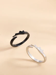 Set de 2 anillos ajustables con alas de ángel y alas de demonio - Multicolor - Ver 5