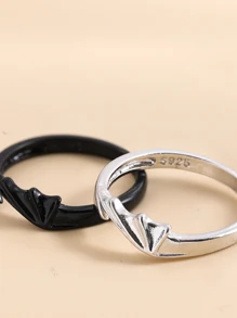 Set de 2 anillos ajustables con alas de ángel y alas de demonio - Multicolor - Ver 1