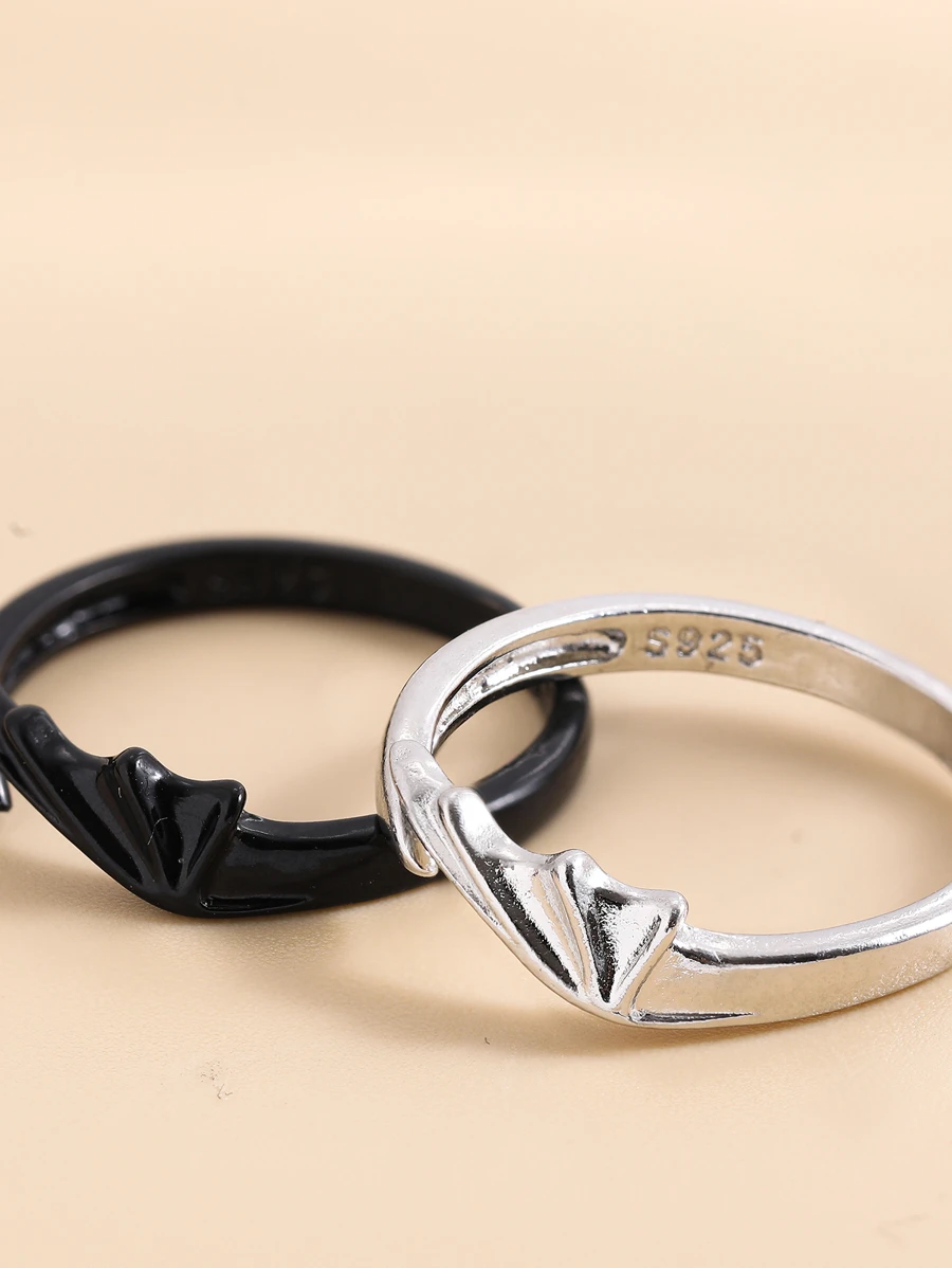 Set de 2 anillos ajustables con alas de ángel y alas de demonio - Multicolor - Ver 1