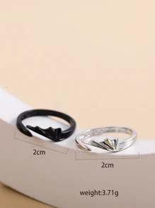 Set de 2 anillos ajustables con alas de ángel y alas de demonio - Multicolor - Ver 6
