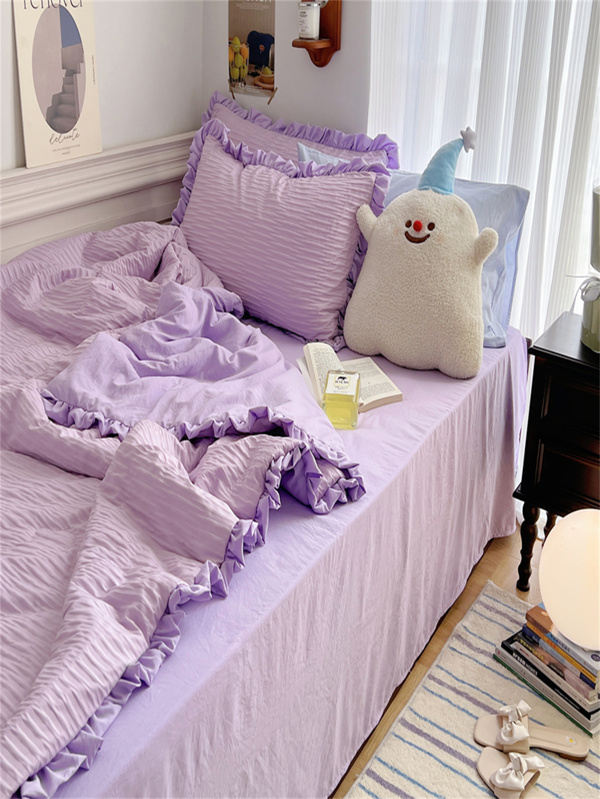 Ruffle Decor Quilted Bedspread Set SHEIN USA