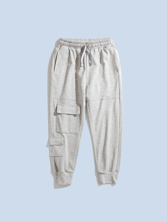 男孩側翻蓋口袋腰部抽繩衛褲