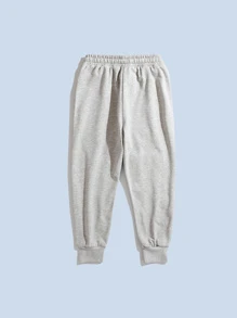 男孩側翻蓋口袋腰部抽繩衛褲 - 灰色 - 查看 2