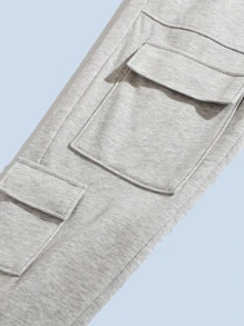 男孩側翻蓋口袋腰部抽繩衛褲 - 灰色 - 查看 4