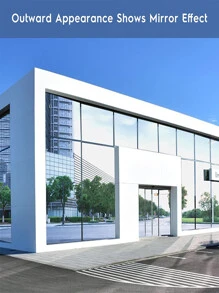 1卷窗隱私貼膜單向鏡窗貼膜，自靜電貼窗貼膜日間隱私靜電非粘性裝飾熱控制防紫外線玻璃貼紙 - 銀色 - 查看 2