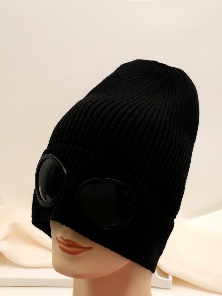 Gorro de punto sólido para hombre para el invierno, para uso diario, regalo para amigo, atuendo de otoño para la calle - Negro - Añade 5