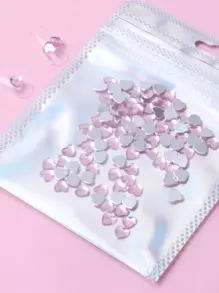 水晶心形设计指甲装饰，1 件装 3D 玻璃爱心形美甲饰品平底水钻美甲装饰 DIY 指甲宝石美甲用品 - 淺粉色 - 查看 5