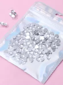 水晶心形设计指甲装饰，1 件装 3D 玻璃爱心形美甲饰品平底水钻美甲装饰 DIY 指甲宝石美甲用品