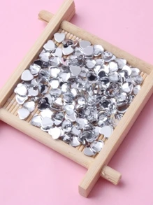 水晶心形设计指甲装饰，1 件装 3D 玻璃爱心形美甲饰品平底水钻美甲装饰 DIY 指甲宝石美甲用品