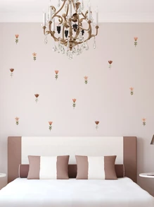 1pc Vintage Meadow Flowers Wall Stickers Pastorale Flower Wallpaper Self-Adhesive Home DIY Living Room Bedroom Decals Nordic Stickers, Stickers, Wall Decal, Vinyl Decal For Home Decorations, Spring Decoration Items Refresh Your Home, Festival Decoration Stickers Gifts Birthday Graduation