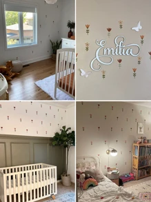 1pc Vintage Meadow Flowers Wall Stickers Pastorale Flower Wallpaper Self-Adhesive Home DIY Living Room Bedroom Decals Nordic Stickers, Stickers, Wall Decal, Vinyl Decal For Home Decorations, Spring Decoration Items Refresh Your Home, Festival Decoration Stickers Gifts Birthday Graduation