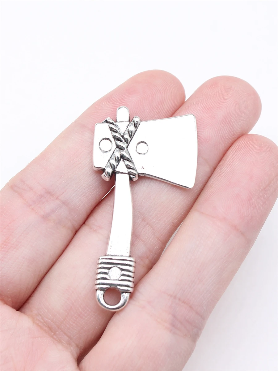 4入組/袋40毫米斧頭吊墜適合DIY珠寶製作珠寶工藝發現DIY珠寶組件 - 復古銀色 - 查看 1